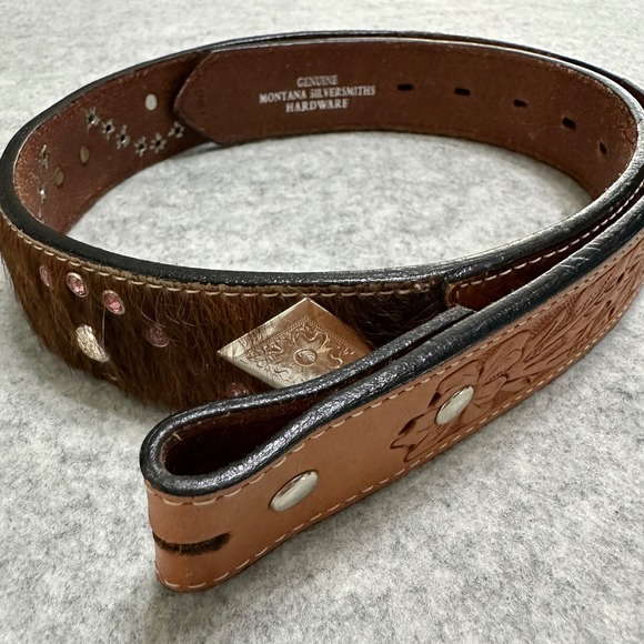 Montana Silversmiths Calf Hair Silver Rhinestone Genuine Leather Hand Tooled 32‎ main image 11